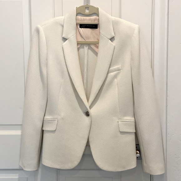 Zara Jackets & Blazers - White Zara Women pique blazer